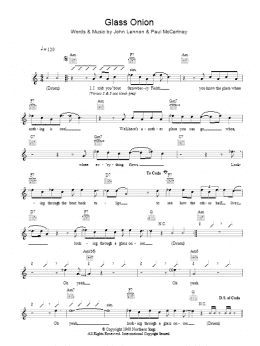 page one of Glass Onion (Lead Sheet / Fake Book)