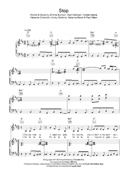 page one of Stop (Piano, Vocal & Guitar Chords)