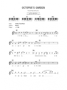 page one of Octopus's Garden (Piano Chords/Lyrics)