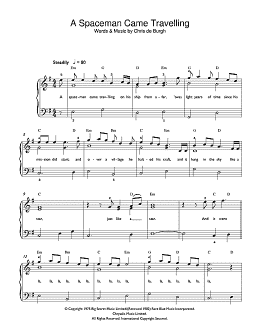 page one of A Spaceman Came Travelling (Beginner Piano (Abridged))