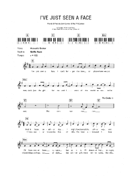page one of I've Just Seen A Face (Piano Chords/Lyrics)