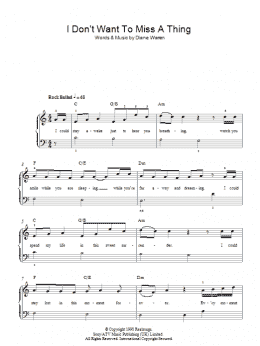 page one of I Don't Want To Miss A Thing (Beginner Piano (Abridged))