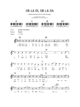 page one of Ob-La-Di, Ob-La-Da (Piano Chords/Lyrics)