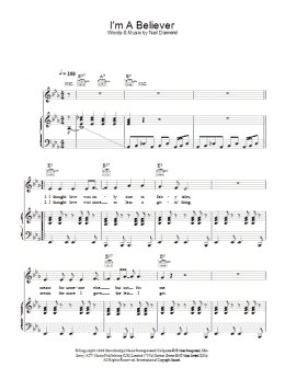 page one of I'm A Believer (Piano, Vocal & Guitar Chords)