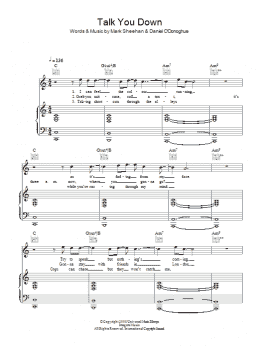 page one of Talk You Down (Piano, Vocal & Guitar Chords)