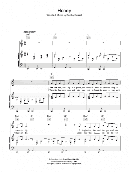 page one of Honey (Piano, Vocal & Guitar Chords)