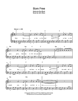 page one of Born Free (Beginner Piano)