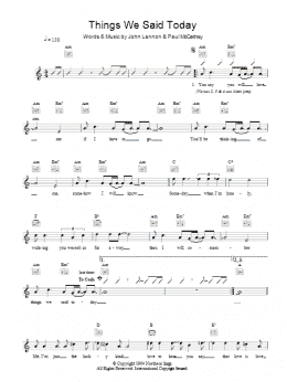 page one of Things We Said Today (Lead Sheet / Fake Book)