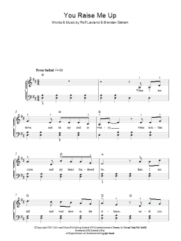 page one of You Raise Me Up (Easy Piano)