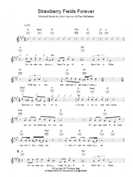 page one of Strawberry Fields Forever (Lead Sheet / Fake Book)