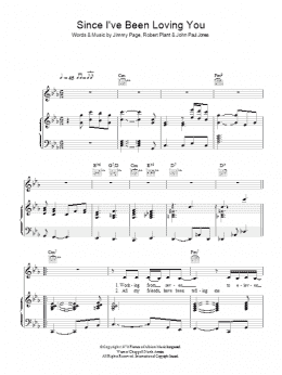 page one of Since I've Been Loving You (Piano, Vocal & Guitar Chords)