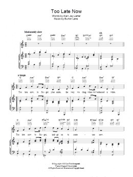 page one of Too Late Now (Piano, Vocal & Guitar Chords)