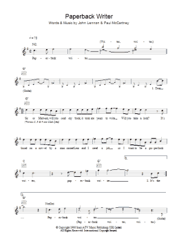 page one of Paperback Writer (Lead Sheet / Fake Book)