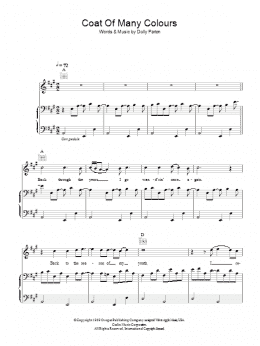 page one of Coat Of Many Colours (Piano, Vocal & Guitar Chords)