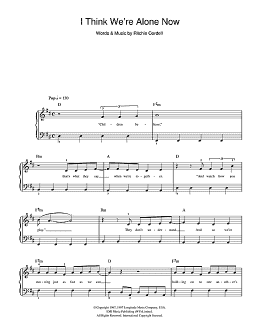 page one of I Think We're Alone Now (Beginner Piano)