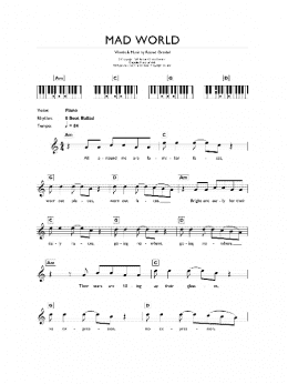 Mad World Sheet Music | Tears For Fears | Real Book – Melody, Lyrics &  Chords