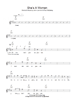 page one of She's A Woman (Lead Sheet / Fake Book)