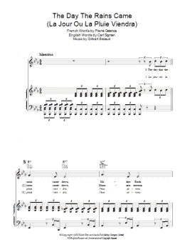 page one of The Day The Rains Came (Piano, Vocal & Guitar Chords)