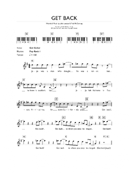 page one of Get Back (Piano Chords/Lyrics)