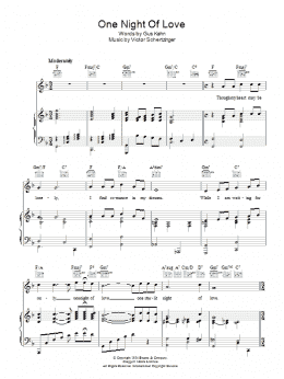 page one of One Night Of Love (Piano, Vocal & Guitar Chords)