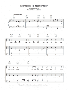 page one of Moments To Remember (Piano, Vocal & Guitar Chords)