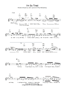 page one of I'm So Tired (Lead Sheet / Fake Book)