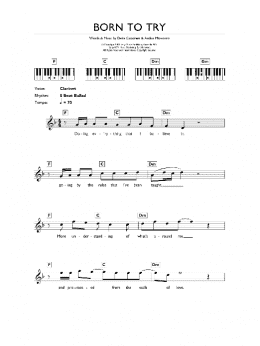 page one of Born To Try (Piano Chords/Lyrics)