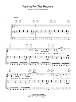 page one of Waiting For The Rapture (Piano, Vocal & Guitar Chords)