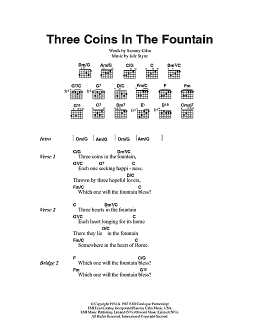 page one of Three Coins In The Fountain (Guitar Chords/Lyrics)