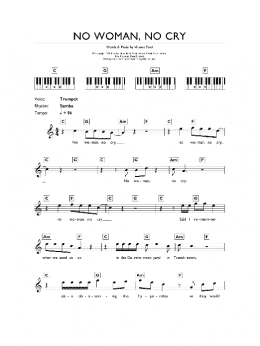 page one of No Woman, No Cry (Piano Chords/Lyrics)