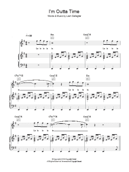 page one of I'm Outta Time (Piano, Vocal & Guitar Chords)
