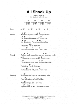 page one of All Shook Up (Piano, Vocal & Guitar Chords)