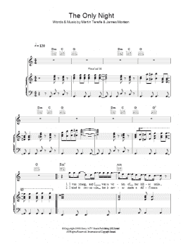 page one of The Only Night (Piano, Vocal & Guitar Chords)