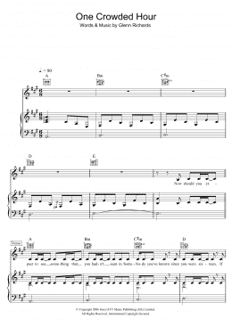 page one of One Crowded Hour (Piano, Vocal & Guitar Chords)