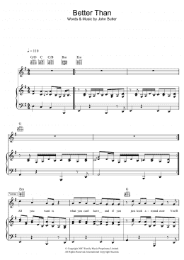 page one of Better Than (Piano, Vocal & Guitar Chords)