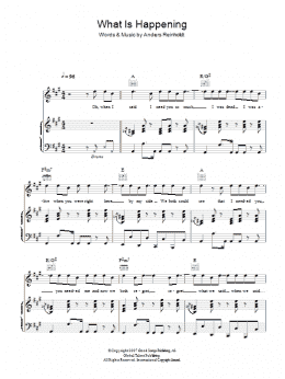 page one of What Is Happening (Piano, Vocal & Guitar Chords)