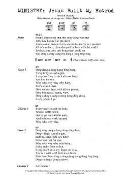 page one of Jesus Built My Hotrod (Guitar Chords/Lyrics)