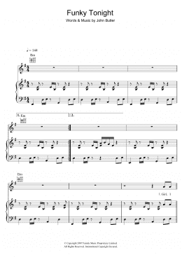 page one of Funky Tonight (Piano, Vocal & Guitar Chords)