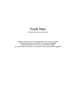 page one of Purple Haze (Guitar Chords/Lyrics)