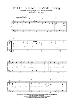 page one of I'd Like To Teach The World To Sing (Easy Piano)