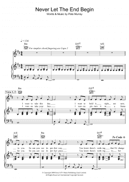 page one of Never Let The End Begin (Piano, Vocal & Guitar Chords)