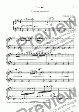 page one of Four Pieces for Piano (3. Bredon)