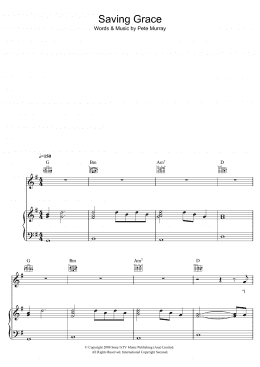page one of Saving Grace (Piano, Vocal & Guitar Chords)
