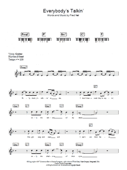 page one of Everybody's Talkin' (Piano Chords/Lyrics)