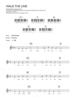 page one of I Walk The Line (Piano Chords/Lyrics)