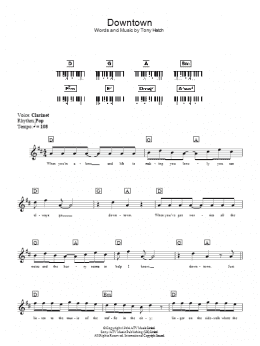page one of Downtown (Piano Chords/Lyrics)