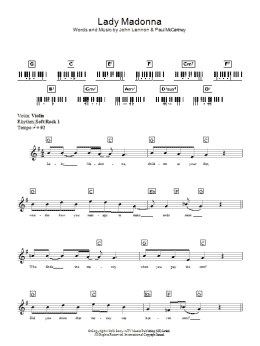 page one of Lady Madonna (Piano Chords/Lyrics)