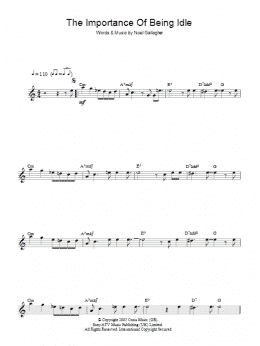 page one of The Importance Of Being Idle (Lead Sheet / Fake Book)