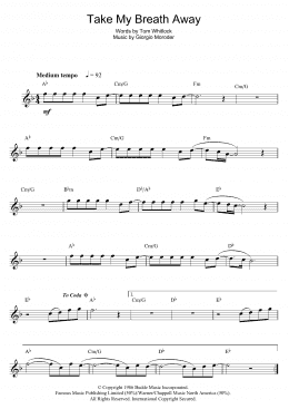 page one of Take My Breath Away (Alto Sax Solo)