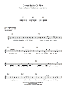 page one of Great Balls Of Fire (Piano Chords/Lyrics)